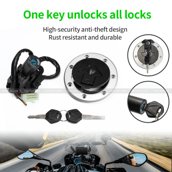 Lgnition Switch Gas Cap Lock Set Fit for Ninja ZXR400 ZXR750 250R ZX7R - 图片 4