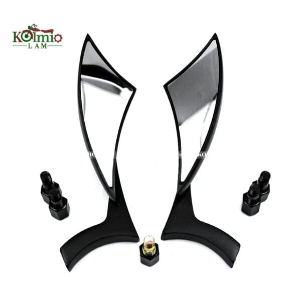 Black Motorcycle Universal Rear View Mirrors fit For Harley Dyna Street Bob Cruiser Chopper