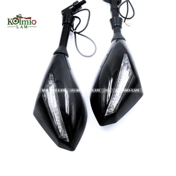 LED Turn Lights Side Mirrors with LED Turn Signal Indicator 8/10mm Motorcycle Rearview Mirror fit For Honda Suzuki Yamaha Ducati - 图片 7