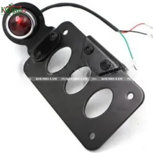 Universal 12V Motorcycle Side Mount Tail Light w/ License Number Plate Bracket