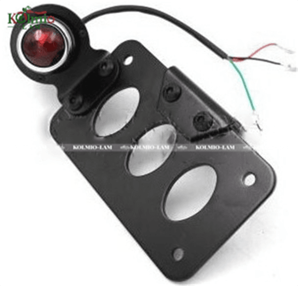 Universal 12V Motorcycle Side Mount Tail Light w/ License Number Plate Bracket