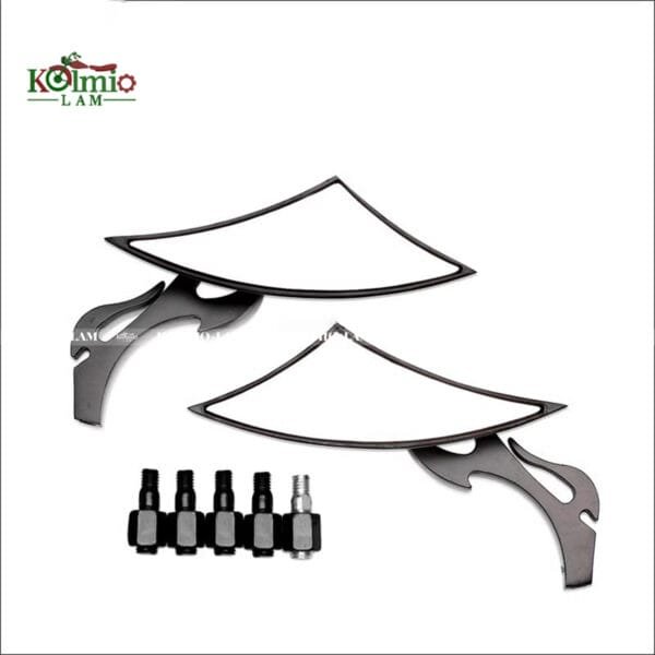 Motorcycle universal flame triangle rearview mirror suitable fit for Yamaha Suzuki Kawasaki Ducati BMW - 图片 2