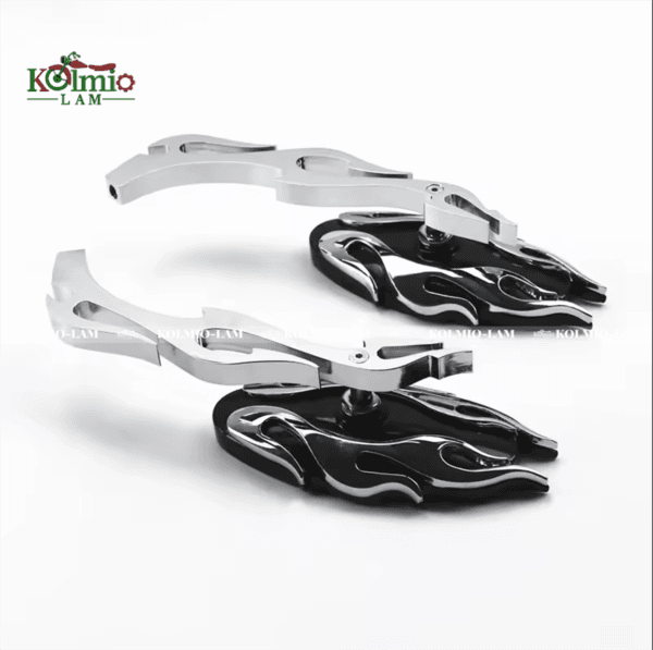 Chrome Flame Oval Rearview Side Mirror fit for Harley Honda Yamaha Kawasai Suzuki Cruiser - 图片 2