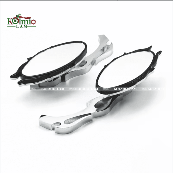 Chrome Flame Oval Rearview Side Mirror fit for Harley Honda Yamaha Kawasai Suzuki Cruiser - 图片 3