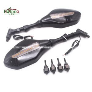 8 10mm Motorcycle Rearview Mirror Iron With LED Light Side Mirror Universal fit For Honda CB190 Ducati Monster Scrambler Hypermotard