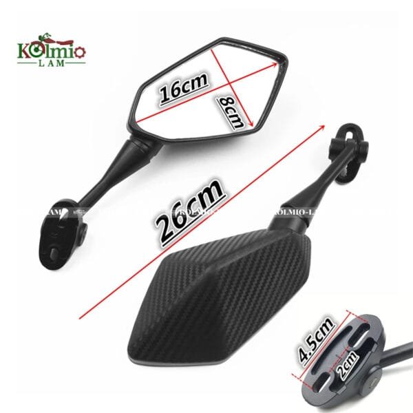 fit For Yamaha YZF R1 R6 R25 R15 R125 R3 R1S R1M FZ6R Mirrors Motorcycle Scooter Rear View Mirror Carbon Look Black - 图片 2