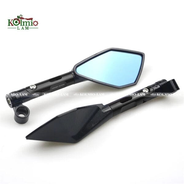 Universal CNC Aluminum Motorcycle Handlebar Rear View Mirrors Blue Anti-glare Mirror fit for Honda Yamaha Suzuki Scooter ktm - 图片 2