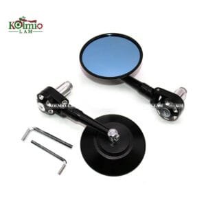 Universal Look Motorcycle Rear View Mirrors Round fit for 7/8" Handle Bar End Motorbike Side 2Pcs/Pair