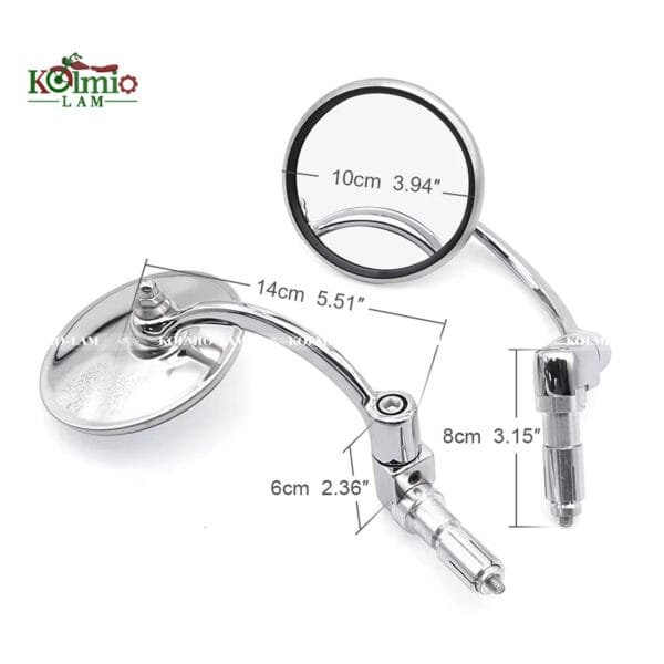 Motorcycle Chrome Aluminum fit for Universal 7/8" 22mm Handle Bar End Side Rear View Mirrors Offroad Cafe Racer Scooter Offroad Bike - 图片 2