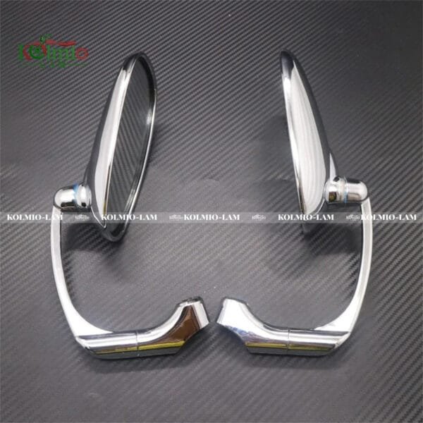 ZORBYZ Motorcycle Chrome L-bar Retro Oval Rearview Side Mirror E9 Mark fit For Honda Yamaha Suzuki Cafe Racer Custom - 图片 4