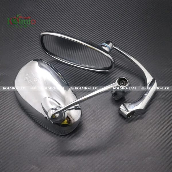 ZORBYZ Motorcycle Chrome L-bar Retro Oval Rearview Side Mirror E9 Mark fit For Honda Yamaha Suzuki Cafe Racer Custom - 图片 2