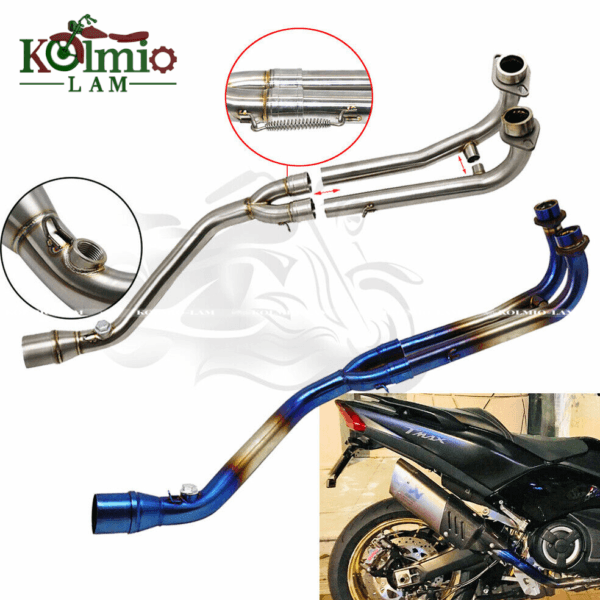 Fit for TMAX500 08-11 TMAX530 12-16 Slip-on Exhaust Full System Middle Link Pipe - 图片 4