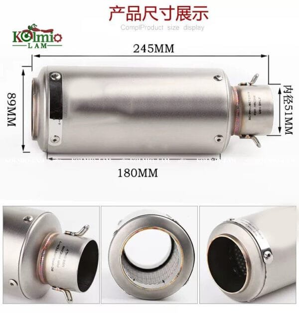 Fit  for Yamaha KawasakiMotorcycle Accessories universal model Stainless Steel SC modified straight exhaust pipe 51MM60MM - 图片 8